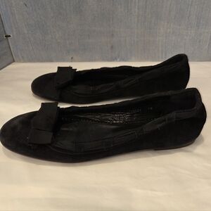 J.Crew Black Barcelona Suede Ballet Flats With Bow Detail